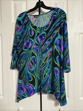 First Glance top shirt tunic beach cover blouse size LARGE